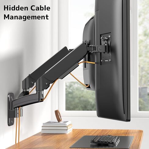 PUTORSEN Dual Monitor Wall Mount for 17-32 inch Flat/Curved Computer Screens, Full Motion Wall Monitor Mount with VESA 75x75/100x100 mm, Each Holds Up to 19.8lbs, Black in Saudi Arabia