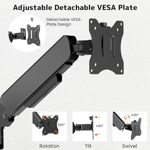 PUTORSEN Dual Monitor Wall Mount for 17-32 inch Flat/Curved Computer Screens, Full Motion Wall Monitor Mount with VESA 75x75/100x100 mm, Each Holds Up to 19.8lbs, Black in Saudi Arabia