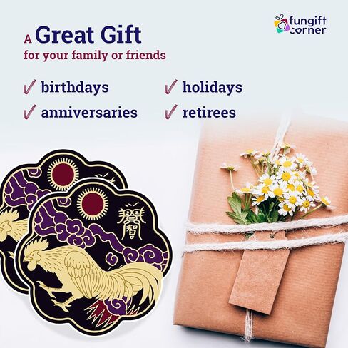 Rooster Amulet Feng Shui Stickers, Symbol of Clarity, Loyalty and Harmonious Relationships, Decorative Office and Partnership Luck Stickers, Feng Shui Gift, Made in USA, 4.3 Inch (5 Pack) in Saudi Arabia