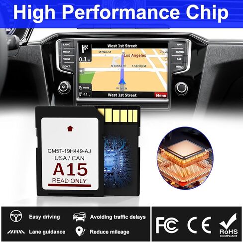 أحدث خريطة لبطاقة SD للملاحة A15 لعام 2026 لسيارة Ford/Lincoln، F150 Escape Explorer Focus Fusion Expedition Edge Mustang MKC MKS MKZ MKX Sync ملحقات الملاحة تحديث خرائط الولايات المتحدة الأمريكية/كندا، GM5T-19H449-AJ in Kuwait