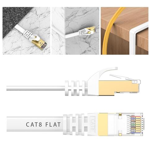 كابل إيثرنت Cat 8 بطول 15 قدمًا و40 جيجابت في الثانية و2000 ميجا هرتز عالي السرعة RJ45 كابل شبكة LAN لتصحيح الإنترنت بطول 15 قدمًا in Kuwait