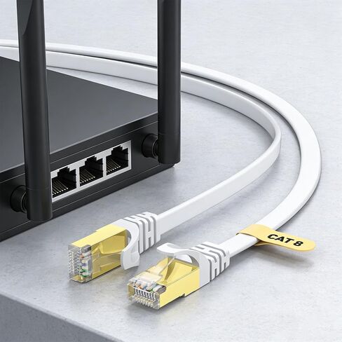 كابل إيثرنت Cat 8 بطول 15 قدمًا و40 جيجابت في الثانية و2000 ميجا هرتز عالي السرعة RJ45 كابل شبكة LAN لتصحيح الإنترنت بطول 15 قدمًا in Kuwait