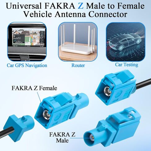 QIANRENON FAKRA Z ذكر إلى أنثى محول RF للمركبة موسع عالمي FAKRA التوصيل إلى المقبس محول موصل هوائي السيارة أزرق مائي FAKRA Z، لشبكة مركبات البث عبر الأقمار الصناعية GPS، قطعتان in Saudi Arabia