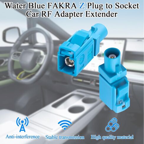 QIANRENON FAKRA Z ذكر إلى أنثى محول RF للمركبة موسع عالمي FAKRA التوصيل إلى المقبس محول موصل هوائي السيارة أزرق مائي FAKRA Z، لشبكة مركبات البث عبر الأقمار الصناعية GPS، قطعتان in Saudi Arabia