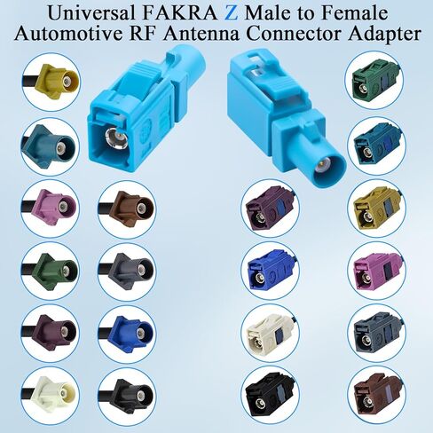 QIANRENON FAKRA Z ذكر إلى أنثى محول RF للمركبة موسع عالمي FAKRA التوصيل إلى المقبس محول موصل هوائي السيارة أزرق مائي FAKRA Z، لشبكة مركبات البث عبر الأقمار الصناعية GPS، قطعتان in Saudi Arabia