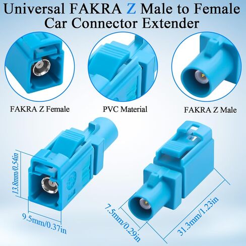 QIANRENON FAKRA Z ذكر إلى أنثى محول RF للمركبة موسع عالمي FAKRA التوصيل إلى المقبس محول موصل هوائي السيارة أزرق مائي FAKRA Z، لشبكة مركبات البث عبر الأقمار الصناعية GPS، قطعتان in Saudi Arabia
