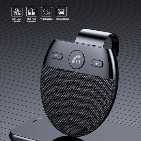 Gugxiom Bluetooth 5.0 مجموعة سماعات السيارة بدون استخدام اليدين، تشغيل تلقائي، مكبر صوت لاسلكي متعدد النقاط CVC8.0 لتقليل الضوضاء للقيادة الآمنة، وقت التحدث 10 ساعات in Kuwait