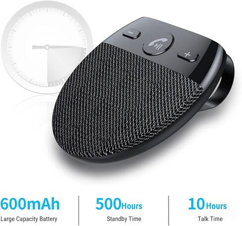 Gugxiom Bluetooth 5.0 مجموعة سماعات السيارة بدون استخدام اليدين، تشغيل تلقائي، مكبر صوت لاسلكي متعدد النقاط CVC8.0 لتقليل الضوضاء للقيادة الآمنة، وقت التحدث 10 ساعات in Kuwait