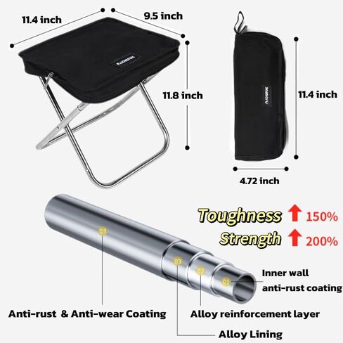 Lightweight Camping Stool 1.5lbs & Compact 12" - 350lbs Capacity! 3-Second Setup Portable Folding Stool with Shoulder Strap for Adults, Outdoor, Concert, Waiting in Line, Travel, Fishing & Camping in Saudi Arabia