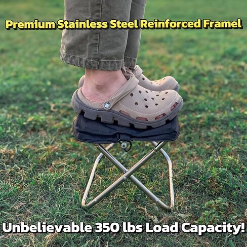 Lightweight Camping Stool 1.5lbs & Compact 12" - 350lbs Capacity! 3-Second Setup Portable Folding Stool with Shoulder Strap for Adults, Outdoor, Concert, Waiting in Line, Travel, Fishing & Camping in Saudi Arabia