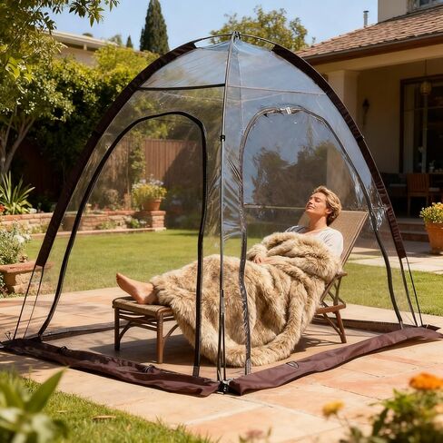1-2 Person Waterproof Windproof Clear Sport Shelter - Ice Fishing Tent & Cold-Weather Resistant Winter Tent for Family, Fans, Planting, Reading, Patio Sunbathing & Outdoor Watching in Kuwait