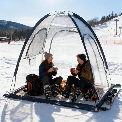 1-2 Person Waterproof Windproof Clear Sport Shelter - Ice Fishing Tent & Cold-Weather Resistant Winter Tent for Family, Fans, Planting, Reading, Patio Sunbathing & Outdoor Watching in Kuwait