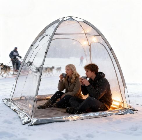 1-2 Person Waterproof Windproof Clear Sport Shelter - Ice Fishing Tent & Cold-Weather Resistant Winter Tent for Family, Fans, Planting, Reading, Patio Sunbathing & Outdoor Watching in Kuwait