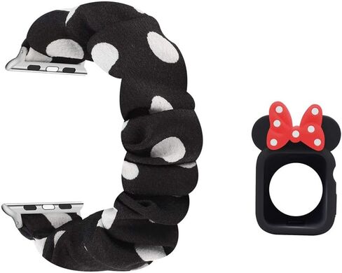 جراب Polka Dot Scrunchie Band متوافق مع ساعة Apple Watch، حزام معصم عصري من القماش القابل للتمدد مع غطاء ممتص للصدمات ناعم لطيف لسلسلة Apple Watch 9 8 7 6 5 4 3 2 1 SE in Saudi Arabia