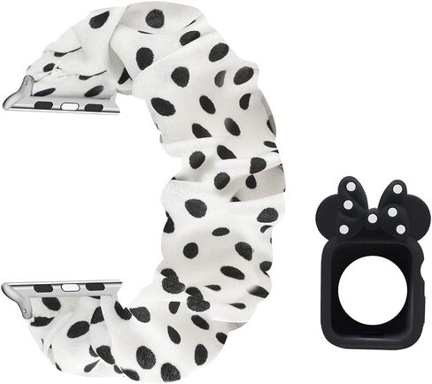 جراب Polka Dot Scrunchie Band متوافق مع ساعة Apple Watch، حزام معصم عصري من القماش القابل للتمدد مع غطاء ممتص للصدمات ناعم لطيف لسلسلة Apple Watch 9 8 7 6 5 4 3 2 1 SE in Saudi Arabia