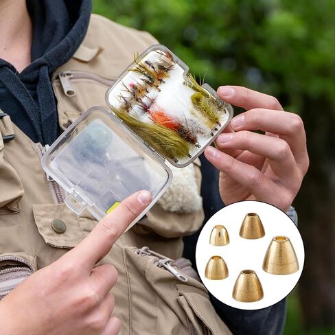 50 قطعة من SUPERFINDINGS 50 قطعة من 5 أنماط من خرز التنغستن ذو نهاية مخروطية من النحاس الذهبي لربط الذبابة من التنغستن المشقوق من أجل مادة الخرزة الطائرة لصيد الأسماك بالطيران in Saudi Arabia