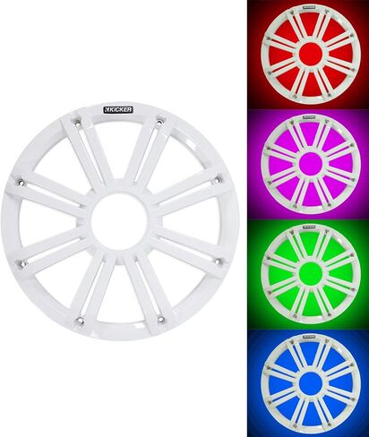 Audiosavings Bundle: Kicker 45KMF102 10" RMS Marine Boat Subwoofer Bundle with 45KMG10W 10" White Grille w/LED Subwoofer & 41KMLC KMLC LED Light Controller (3 Items) in Saudi Arabia