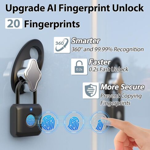 قفل بصمة الإصبع، التحكم الذكي في تطبيق القفل، قفل خزانة الصالة الرياضية، قفل بصمة الإصبع قابل لإعادة الشحن عبر USB لخزانة الصالة الرياضية، الخزانة، المدرسة، التخزين باللون الأسود in Kuwait