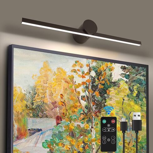 ZitoStory Battery Operated Picture Light for Wall with Remote,Wireless Dimmable Art Lights for Paintings Rechargeable Gallery Light Artwork Lighting for Canvas, Portrait (Gold,15.35'' Inch) in Saudi Arabia