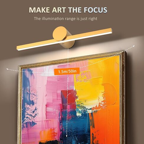 ZitoStory Battery Operated Picture Light for Wall with Remote,Wireless Dimmable Art Lights for Paintings Rechargeable Gallery Light Artwork Lighting for Canvas, Portrait (Gold,15.35'' Inch) in Saudi Arabia