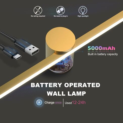 ZitoStory Battery Operated Picture Light for Wall with Remote,Wireless Dimmable Art Lights for Paintings Rechargeable Gallery Light Artwork Lighting for Canvas, Portrait (Gold,15.35'' Inch) in Saudi Arabia