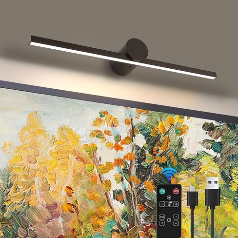 ZitoStory Battery Operated Picture Light for Wall with Remote,Wireless Dimmable Art Lights for Paintings Rechargeable Gallery Light Artwork Lighting for Canvas, Portrait (Gold,15.35'' Inch) in Saudi Arabia