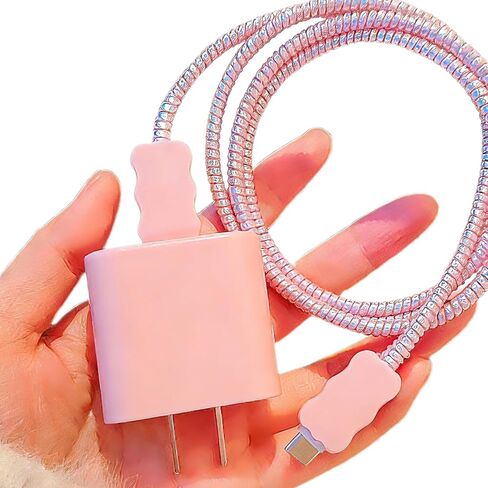 Cute DIY Cable Protector for iPhone Charger,Clear Unique Classic Design Charger Cover,Soft Silicone Wire Saver,Not Yellowing Cord Protector for iPhone 12 13 14 15 16 17 Plus Pro Max (Transparent) in Saudi Arabia
