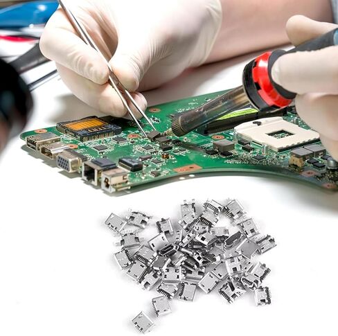 50 قطعة 10 نماذج استبدال منفذ شاحن USB C، منفذ شحن PCB SMT من النوع C، موصل لحام مقبس أنثى للهاتف المحمول ومجموعات إصلاح المنتجات الأخرى in Saudi Arabia