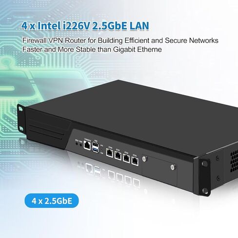 N150 19inch 1U Firewall Appliance Rackmount, 4 x i226-V 2.5GbE LAN, USB3.0,VGA,Console, 3 System Fan, AES-NI, Homelab Server DDR5 8G RAM 512G SSD,Single Power Supply in Saudi Arabia