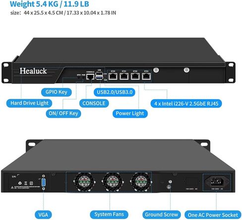 N150 19inch 1U Firewall Appliance Rackmount, 4 x i226-V 2.5GbE LAN, USB3.0,VGA,Console, 3 System Fan, AES-NI, Homelab Server DDR5 8G RAM 512G SSD,Single Power Supply in Saudi Arabia