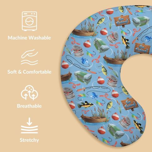 أغطية وسائد رضاعة Gone Fishing للرضاعة وقوارب الصيد وأغطية رضاعة الأطفال القابلة للتمدد للرضاعة الطبيعية والتخييم الصيفي والمغامرة في الهواء الطلق ووسائد ناعمة غطاء منزلق لحديثي الولادة والأولاد والبنات in Kuwait