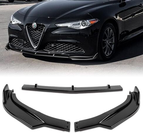 EPARTS 3 Pieces Style Front Bumper Lip Spoiler Splitter Chin Side Body Kit Trim Protection Compatible with 2017-2021 Alfa Romeo Giulia (Painted Carbon Fiber Style) in Saudi Arabia