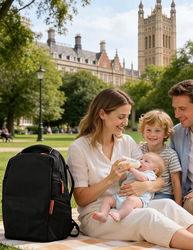 BABELIO Grid Wizard Diaper Bag Backpack - Multi Function Waterproof Diaper Bag, Travel Essentials Baby Bag with 4 Individual Organizers, Insulated Bottle Holders, Baby Shower Gifts, Black in Saudi Arabia