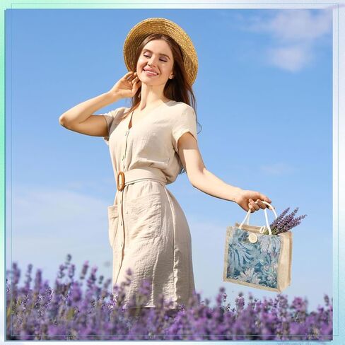 حقائب يد نسائية قابلة لإعادة الاستخدام، مطبوعة على شكل فراشة مطرزة، كتف واحد، سعة كبيرة، حقائب غداء من الخيش in Saudi Arabia