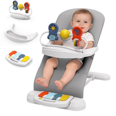 Baby Bouncer, 3-Speed Adjustable Height Baby Bouncer Seat, 4-in-1 Bouncer Seat for Babies 0-6 Months, Detachable Piano Pedals, Feeding Tray in Saudi Arabia