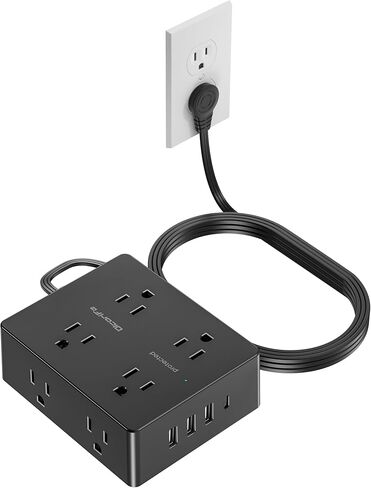 230W USB Power Strip, Ultra Thin Flat Plug Extension Cord 5FT, 4 AC Outlets 8 USB Ports(4 USB-C&4 USB A), 2000J Surge Protector, Home Office Dorm Travel Essentials in Kuwait