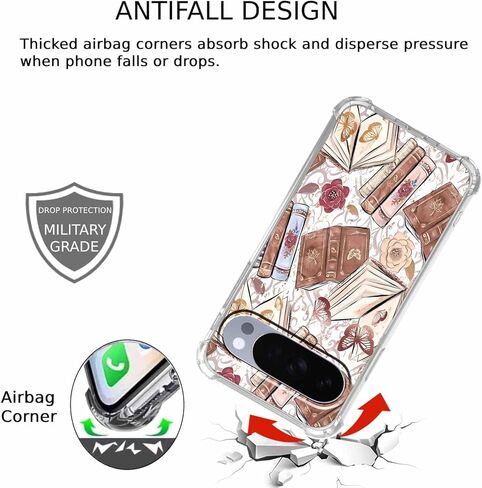 حافظة لهاتف Google Pixel 10/10 Pro بتصميم جمالي، نمط كتاب بني على شكل فراشة عتيقة، غطاء هاتف ممتص للصدمات ناعم وشفاف، 6.3 بوصة (فراشة، P10) in Saudi Arabia