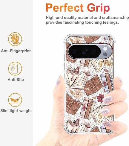 حافظة لهاتف Google Pixel 10/10 Pro بتصميم جمالي، نمط كتاب بني على شكل فراشة عتيقة، غطاء هاتف ممتص للصدمات ناعم وشفاف، 6.3 بوصة (فراشة، P10) in Saudi Arabia