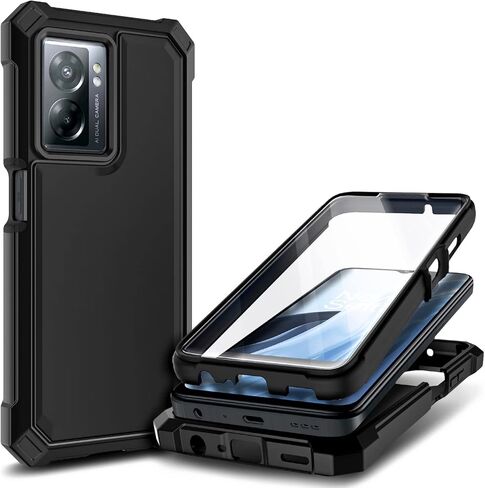 NZND Compatible with OnePlus Nord N300 5G Case with [Built-in Screen Protector], Full-Body Protective Shockproof Rugged Bumper Cover, Impact Resist Phone Case (Black) in Kuwait