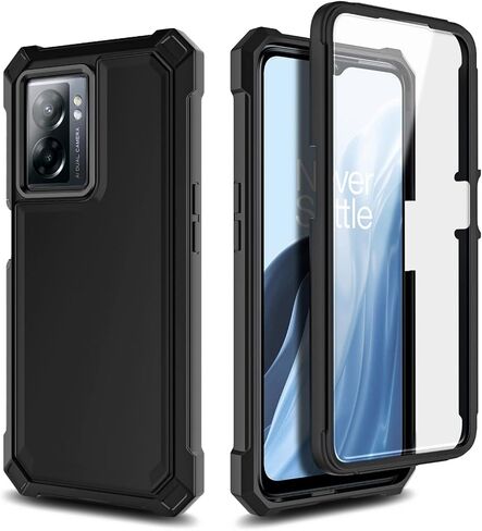 NZND Compatible with OnePlus Nord N300 5G Case with [Built-in Screen Protector], Full-Body Protective Shockproof Rugged Bumper Cover, Impact Resist Phone Case (Black) in Kuwait