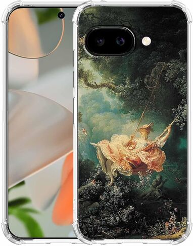 حافظة لهاتف Google Pixel 9a بتصميم فني كلاسيكي من عصر النهضة، نمط الروكوكو الجمالي العتيق، غطاء هاتف ممتص للصدمات ناعم وشفاف، 6.3 بوصات (عصر النهضة، P9a) in Saudi Arabia