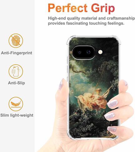 حافظة لهاتف Google Pixel 9a بتصميم فني كلاسيكي من عصر النهضة، نمط الروكوكو الجمالي العتيق، غطاء هاتف ممتص للصدمات ناعم وشفاف، 6.3 بوصات (عصر النهضة، P9a) in Saudi Arabia
