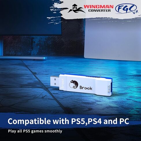 محول وحدة التحكم Brook Wingman FGC VX Arcade لأجهزة PS5/PS4/PC - يدعم أكثر من 150 وحدة تحكم سلكية، محول منخفض الكمون لعصي Arcade ومنصات القتال، متوافق مع جميع ألعاب PS5/PS4 in Saudi Arabia