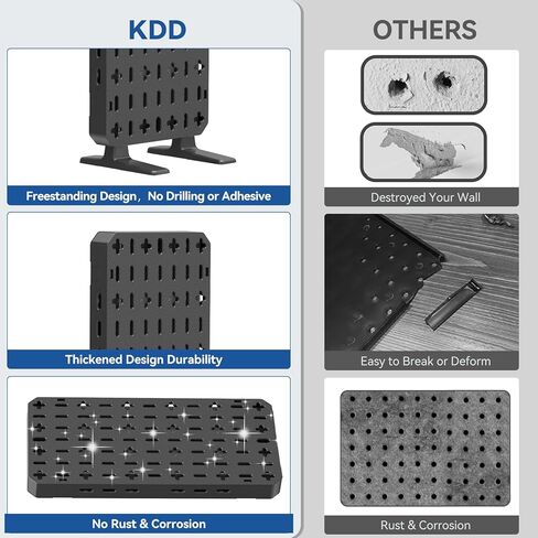 منظم Pegboard للمكتب من KDD RGB - ديكور مكتب ألعاب مدمج قائم بذاته مع وحدة تحكم وحامل سماعة الرأس، صندوق تخزين، خطافات، حامل هاتف - منظم سطح المكتب بدون حفر لملحقات ألعاب إعداد الكمبيوتر in Kuwait