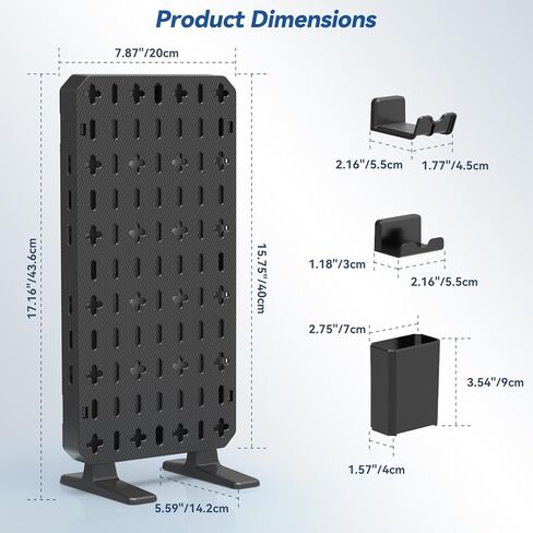 منظم Pegboard للمكتب من KDD RGB - ديكور مكتب ألعاب مدمج قائم بذاته مع وحدة تحكم وحامل سماعة الرأس، صندوق تخزين، خطافات، حامل هاتف - منظم سطح المكتب بدون حفر لملحقات ألعاب إعداد الكمبيوتر in Kuwait