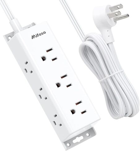 Surge Protector Power Strip - 9 Widely Spaced Multi Outlets, Wall Mount, 3 Side Outlet Extender with Extension Cord, Flat Plug, Overload Protection, Home Office Dorm Room Essentials (5FT, White) in Kuwait