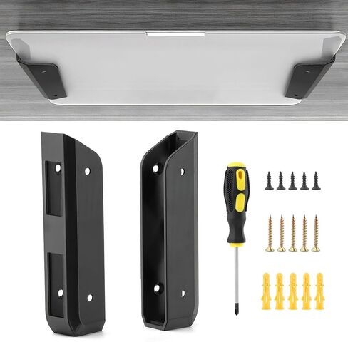 Under Desk Laptop Mount, Metal Under Desk Device Holder with Adhesive & Screws in,Anti-Scratch Pads for Devices Up to 1.3" Thick Laptop, Keyboard in Kuwait
