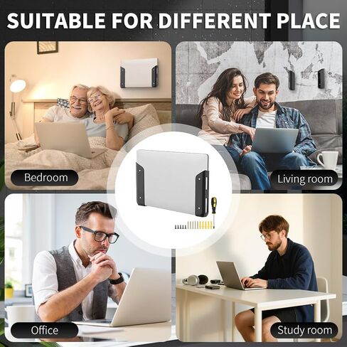 Under Desk Laptop Mount, Metal Under Desk Device Holder with Adhesive & Screws in,Anti-Scratch Pads for Devices Up to 1.3" Thick Laptop, Keyboard in Kuwait