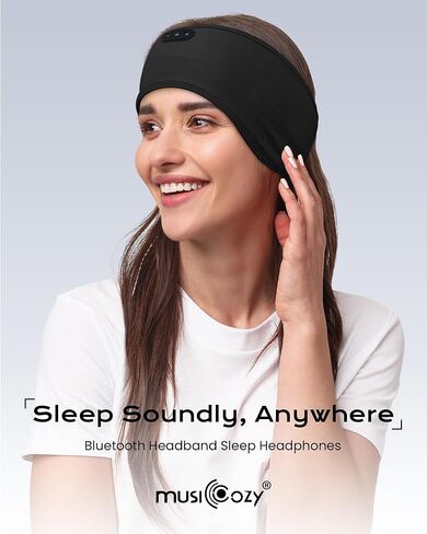 سماعات رأس من MUSICOZY Sleep من القطن الخيزران، سماعات بلوتوث لاسلكية 5.4 للنوم على الجانب، عصابة رأس للنوم للرجال والنساء، هدية مثالية للسفر والتمرين واليوجا (أسود نبيل) in Kuwait