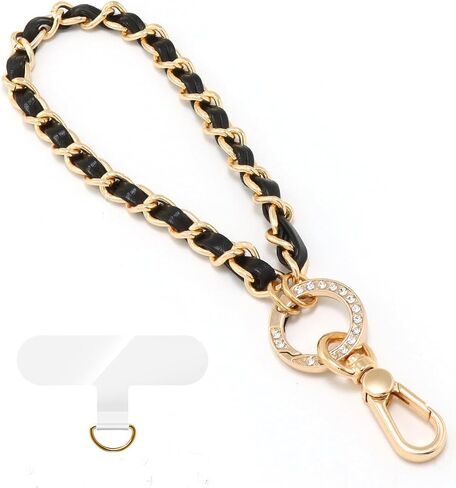Phone Wrist Strap for Women & Moms, Metal Chain & Leather Phone Lanyard with Tether Tab, Hands-Free Wristlet Bracelet in Saudi Arabia